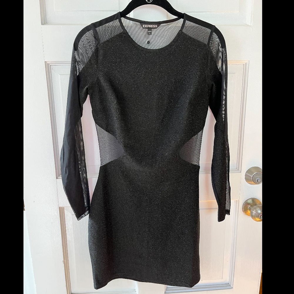 Black metallic/ sheer mini dress